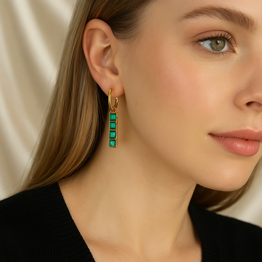 Emerald Drop Hoops
