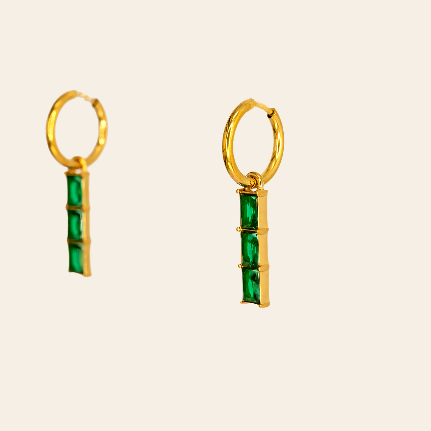 Emerald Drop Hoops