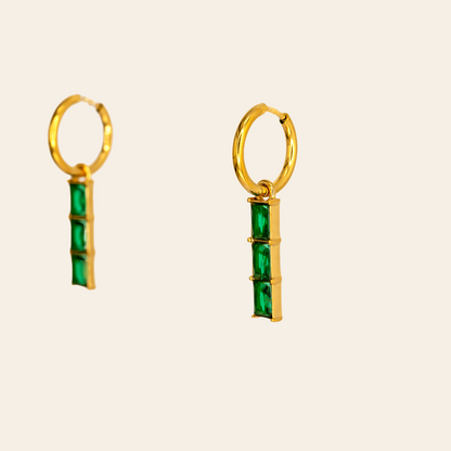 Emerald Drop Hoops