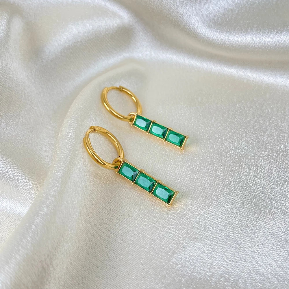 Emerald Drop Hoops
