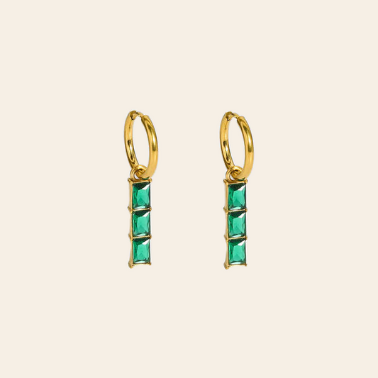 Emerald Drop Hoops
